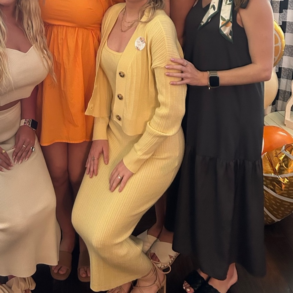 7 For All Mankind Yellow Dress and Cardigan